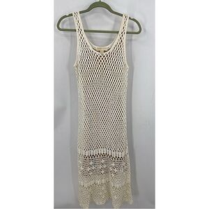 Michael Kors ivory crochet midi dress/bathing suit, cover-up M